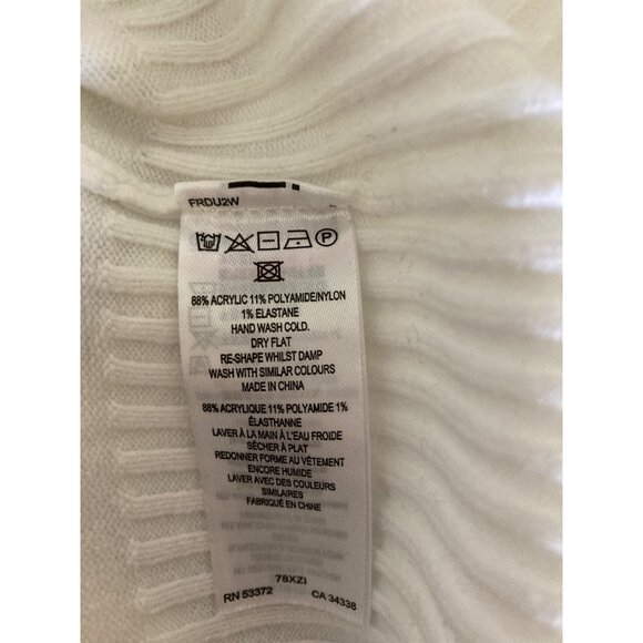 French Connection NWOT Mock Neck Sweater White w Black Stripe Large - Picture 6 of 6